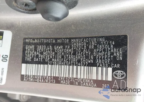 2015 Toyota Corolla Le из США, поврежденный, VIN 2T1BURHE5FC314677